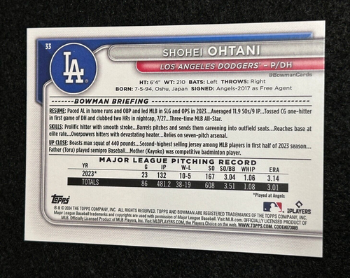 2024 Bowman - Shohei Ohtani #33 - Picture 2 of 2