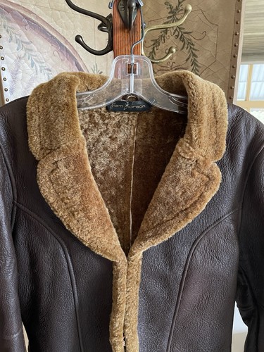 VTG Rem Garson 100% Shearling Brown Leather Women’s Waist Coat L Made Argentina - Picture 6 of 18