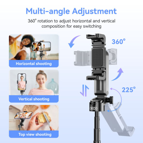 360° Selfie Stick with Remote Tripod Bluetooth Portable for iPhone and Android - Picture 3 of 12