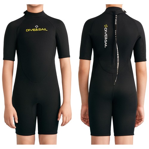Boys 2.5mm Neoprene Wetsuit Thermal Short Sleeve Jumpsuit Swimsuit Bathing Suit - Picture 4 of 23