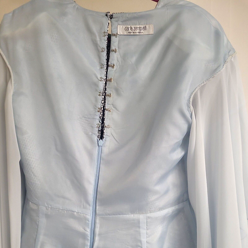 Carla Zampatti 10 Evening/Cocktail Party Dress with Peplum Light Blue/Gold - Picture 15 of 16
