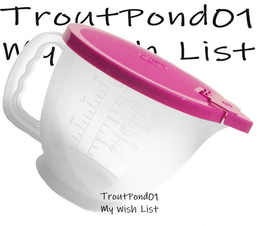 Tupperware Mix N Store Messbecher Batteriekrug 1 Qt durchsichtig 4 c Fuchsia pink