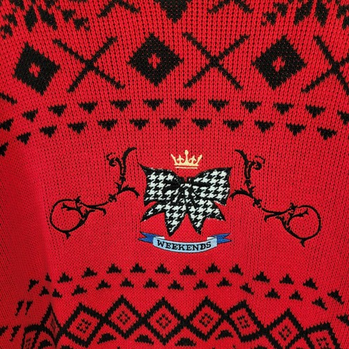 VTG 80s 90s Fun Tunic Sweater Small (Fits Larger) Red Black Geometric Weekends - 第 4/11 張圖片
