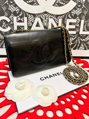 #ad #ad Chanel Classic WOC Caviar Wallet on Chain Crossbody Black Gold Repainted JPN 907