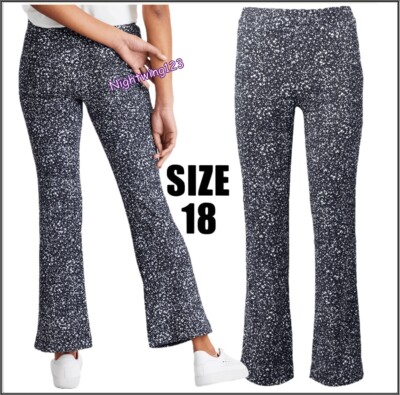 TU Size 18 Kick Flared Leggings Bootcut Trousers Elasticated Waist Black  White UK