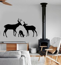 Vinyl Wall Decal Forest Deer Family Animals Nature Stickers 3536ig