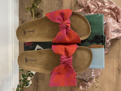 Sandalias deslizantes JOULES Bayside UK 3 5 6 9 cuero rosa fruta gamuza lazo NUEVAS OZ33 - Imagen 5 de 8
