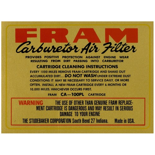 Studebaker Air Cleaner Decals | Various Models & Applications - Picture 4 of 11