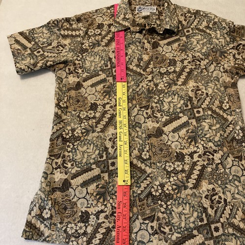 American Liberty Reverse Print Hawaiian Aloha Browns/Greens 4 Button Shirt SZ L - Picture 9 of 12