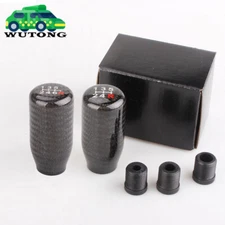 BLACK RACING ALUMINUM CARBON FIBER MANUAL MT GEAR SHIFT SHIFTER KNOB 5/6 SPEED