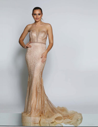 JADORE gold sequin mermaid hem gown maxi dress Size 8 like new RRP $499.00