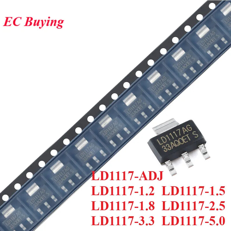 10pcs LD1117 LD1117AG 1.2V/1.5V/1.8V/2.5V/3.3V/5.0V 1A Regulator LDO ...