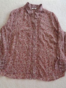 M-amp-S-Ladies-Purple-Mix-Flower-Print-Chiffon-Blouse-Top-Pleated-Size-20-Excellent
