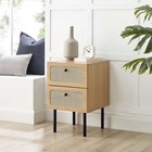 Modway Chaucer 2-Drawer Oval Rattan End Table Nightstand in Oak