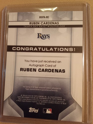2020 Bowman Sterling Ruben Cardenas AUTOGRAPH #BSPA-RC Rookie Baseball Card - Picture 2 of 2