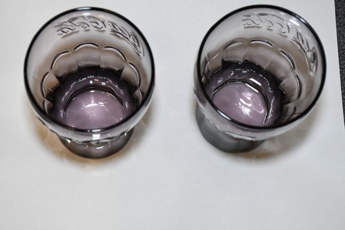 Vintage Libbey Coca Cola Coke 6" 12oz 2pc Glas Amethyst Lila Tasse geprägt - Bild 3 von 4
