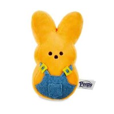 Peeps 6" Plush Orange BUNNY With Overalls Marshmallow Scented Stuffed Animal