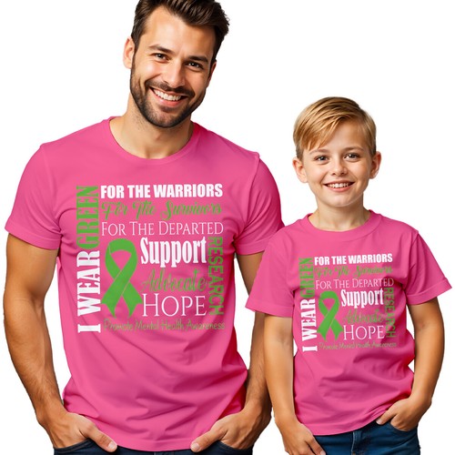 Mens Kids Green Ribbon Support Mental Health Awareness T-Shirt Tee Anxiety #MHA - Picture 18 of 30