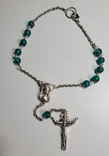 One Decade Rosary For Car Or Pocket Turquoise Color Crackle Beads
