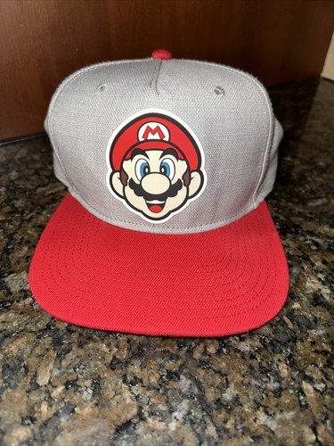Super Mario Bros. “Mario” Emblem Red/gray Snapback Hat OS - Picture 2 of 12