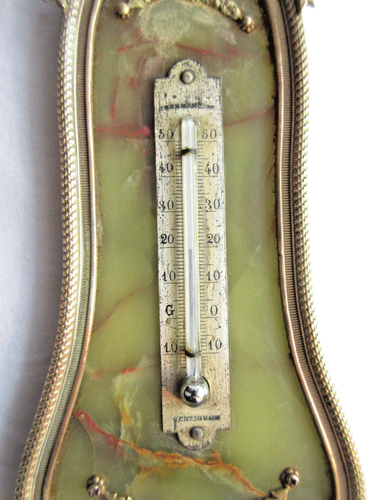 Thermomètre Napoléon III, Guirlande de roses, Nœud bronze Louis XVI, sur onyx - Foto 3 di 6
