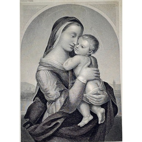 Original 19th Century Engraving - "MADONNA DI CASA" Artist Raphael Sanzio - Picture 1 of 2