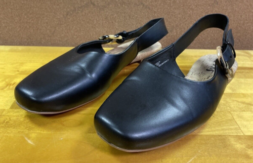 Korks Women's Size 9M Blush Slingback Flats Black W/ Tortoise Shell Buckle VGC