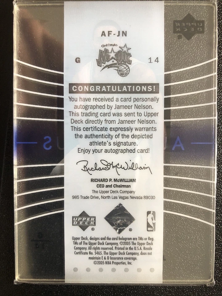 Tarjeta de vidrio Jameer Nelson 2004-05 cubierta superior Trilo3y enfoque automático #AF-JN ¡¡Increíble!!! Foto 4 de 4