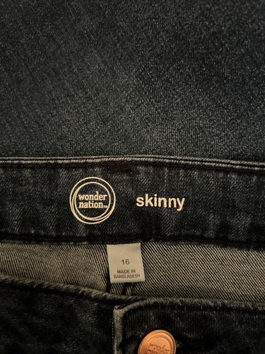 NEW WONDER NATION Girls Sz 16 Skinny Adjustable Waist Denim Jeans 28 x 29.5 - Picture 4 of 4