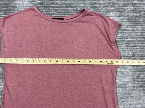Merokeety Top Womens Medium Pink Short Sleeve Pocket Polyester Blend - Picture 4 of 11