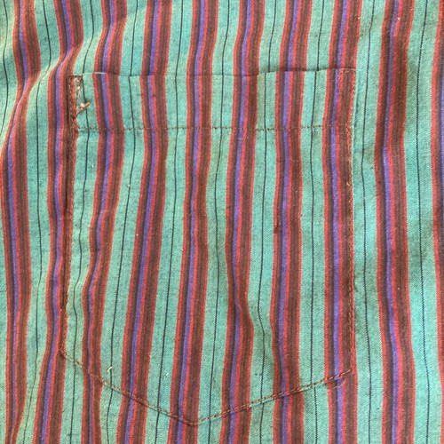 Vintage Sasson Mens Size XL Button Up Shirt Green Striped Long Sleeve Polyester - Picture 7 of 13