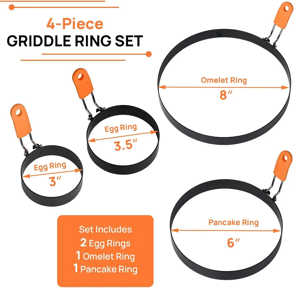 Blackstone Kit Anello Uovo Stampi Silicone Antiaderente per Cucinare Uova e Frittelle - Immagine 2 di 4