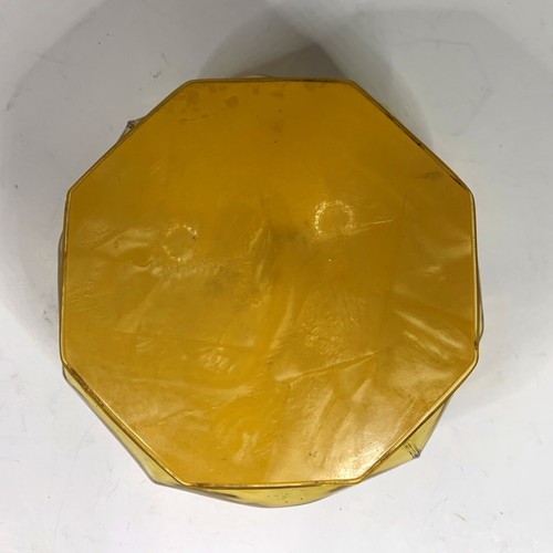 Contenitore Polvere Scatola Polvere Art Déco Vetro Ambra Celluloide Bachelite Antico Vintage - Foto 2 di 6