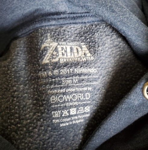 Legend Of Zelda Womens Hoodie Breath Of The Wild Sword Full Zip Blue Size M - Picture 5 of 6