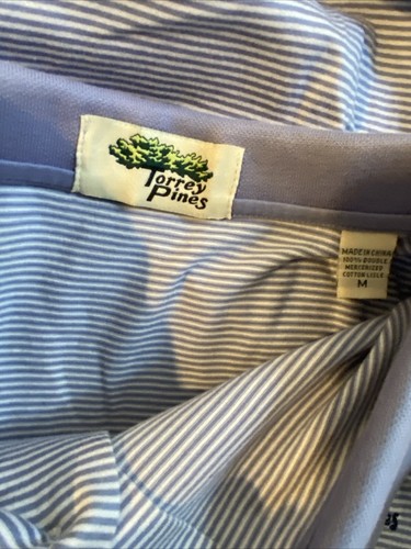 Torrey Pines Men's Golf Shirt Lavender & White Micro Stripes Sz M - Picture 5 of 5