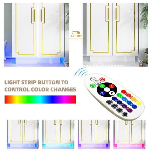 Wardrobe LED Clothes Storage Cabinet Closet 2 Doors Cupboard Organiser Shelf - Picture 6 of 12