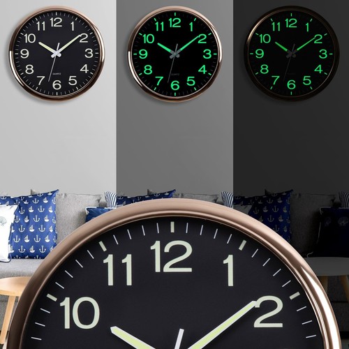 12" Glow In The Dark Wanduhr Batteriebetrieben Lautlos Nicht Tickend Wanduhr - Bild 3 von 7