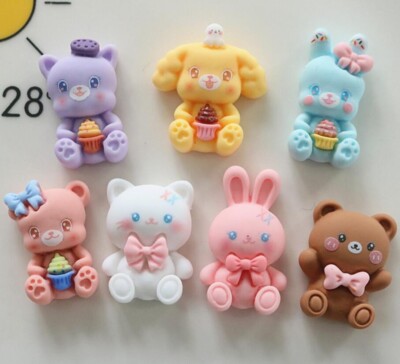 20 Pieces Bulk Resin Cartoon Animals Flatback Embellishments for Craft DIY Decor