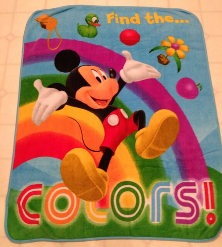 Mickey Mouse Blanket Soft Plush 50" X 39" FIND THE COLORS DISNEY RAINBOW - Picture 2 of 6