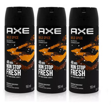 AXE 48-Hour Wild Spice Deodorant Body Spray Fragrance for Men 150ml  3 Pack 