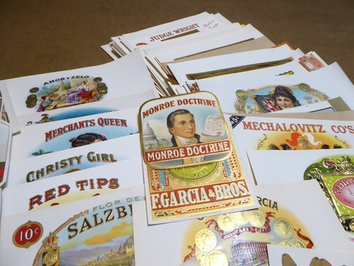 WHOLESALE LOT 95 GOOD ORIGINAL CIGAR BOX LABELS 1890-1960 CHROMOLITHOGRAPH - Picture 2 of 4