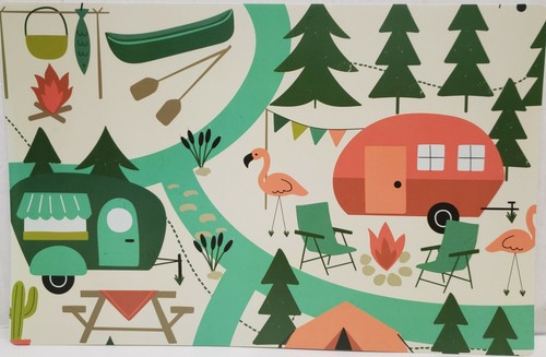 SET OF 2 SAME PLASTIC PLACEMATS,12" x 17", CAMPSITE,HIKING,TRIP,TRAILER PARK,HL - Picture 1 of 11