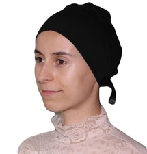 Muslim Women's Islamic Turkish Cap Aker Plain Hijab Bonnet Underscarf - Black