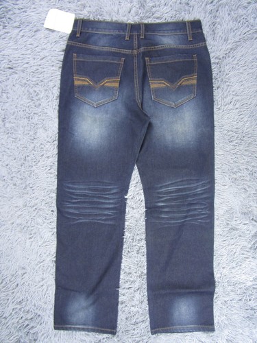 Jeans affrancatura uomo 34x33 blu lavaggio scuro fondo slim denim dritto baffo - Foto 2 di 9