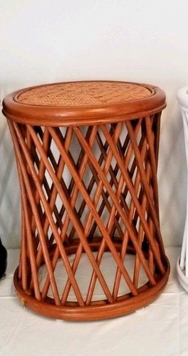Rattan Natural Woven Wicker Stool Plant Stand Side Table 18x14 - Picture 6 of 14