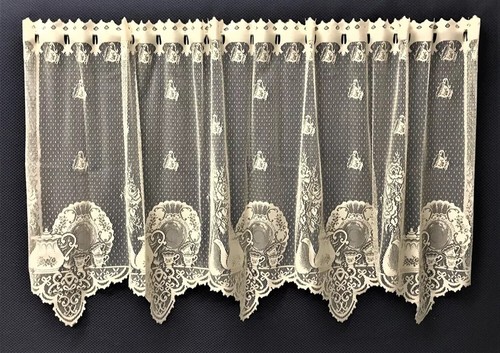 Heritage Lace Tea Cups Ecru Window Valance Swag or Tiers Kitchen - Picture 3 of 15