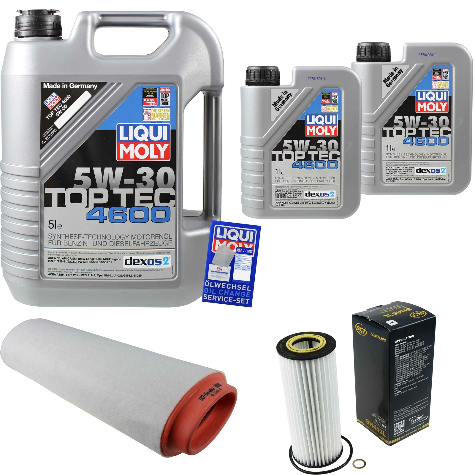 Pakiet kontrolny 7L Liqui Moly Top Tec 4600 5W-30 + pakiet filtra SCT 11214036 Oryginalna, gwarancja jakości