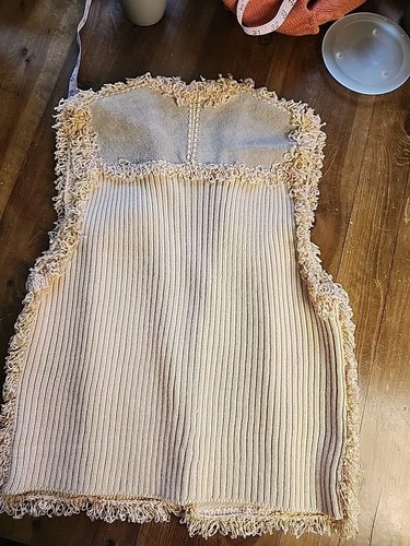 Vintage Suede Crochet Women’s Vest Pale Peach Size Small Boho Festival - Picture 12 of 13