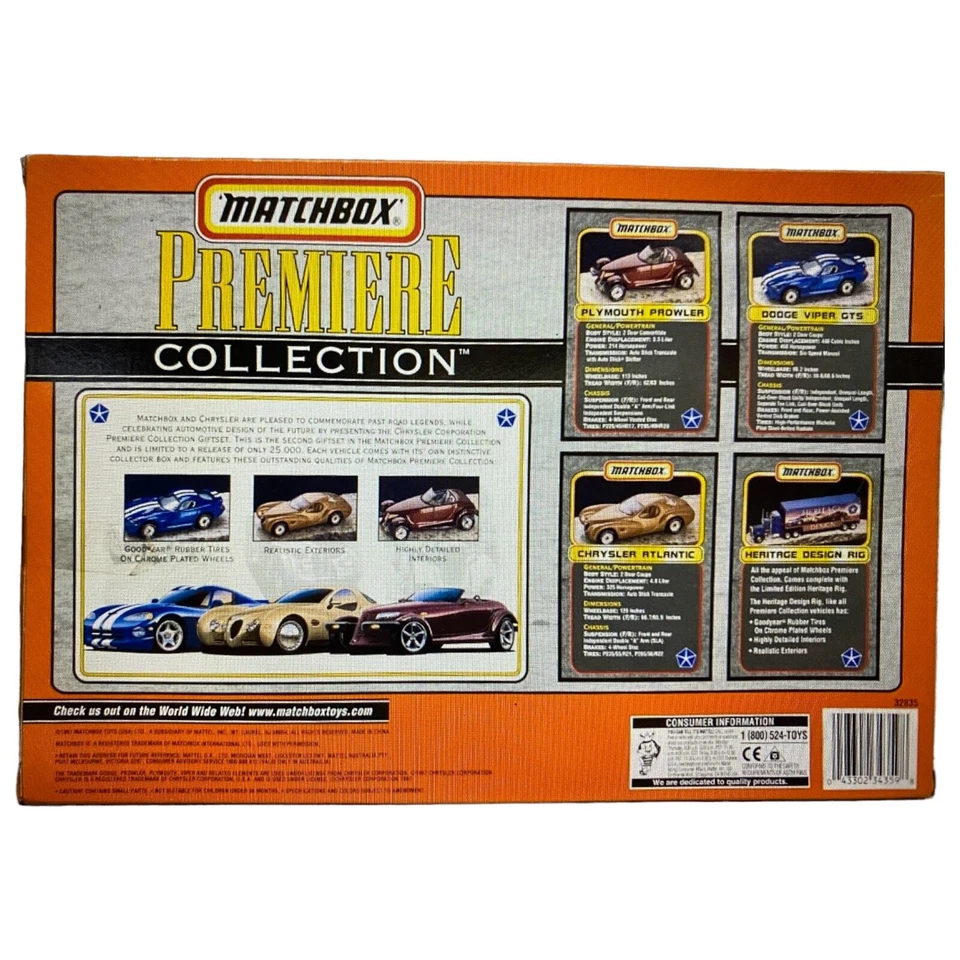Chrysler Dodge Viper Prowler Atlantic 1997 Matchbox Premiere Collection semi sin usar, en caja Foto 2 de 4