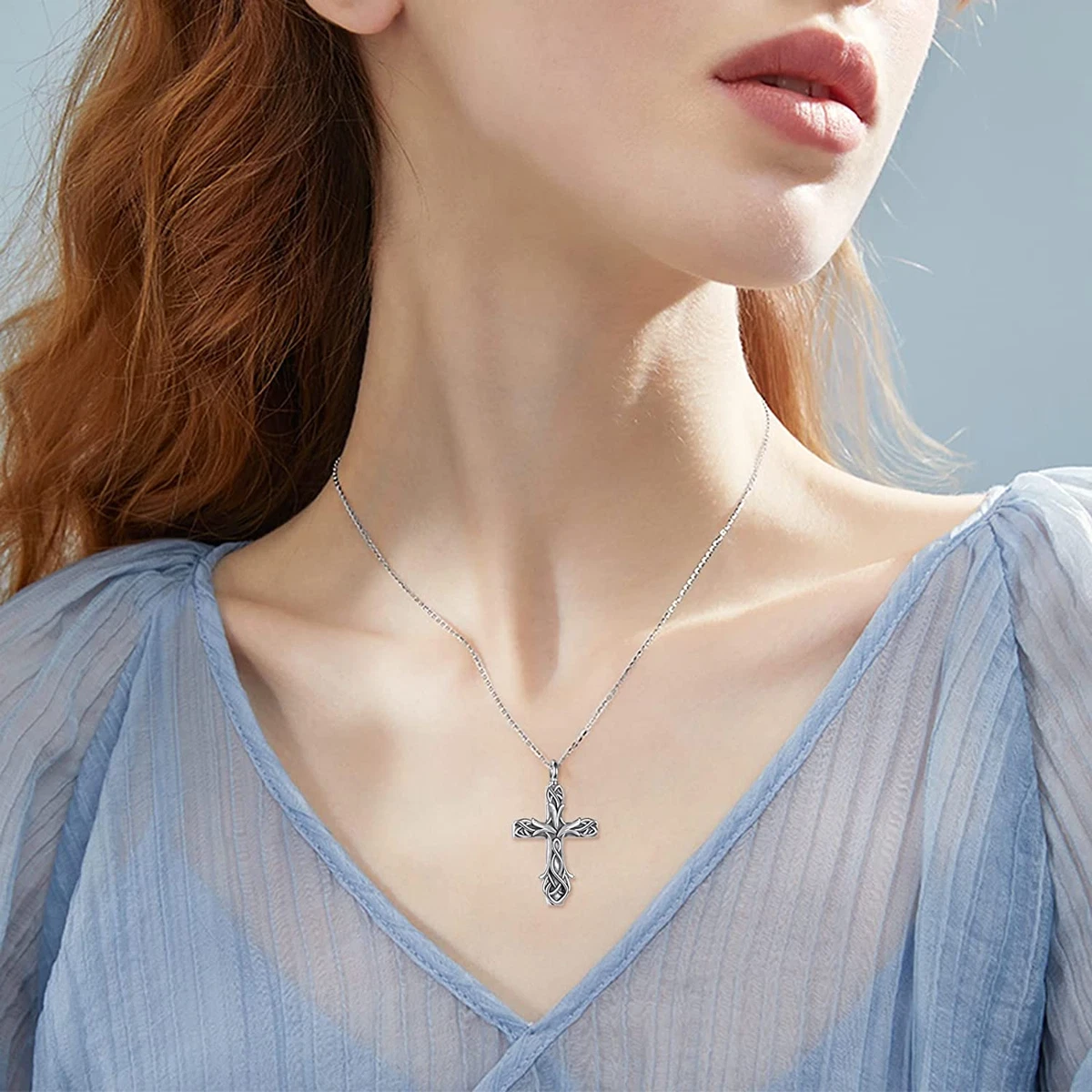 Sterling silver cross urn necklace deals
